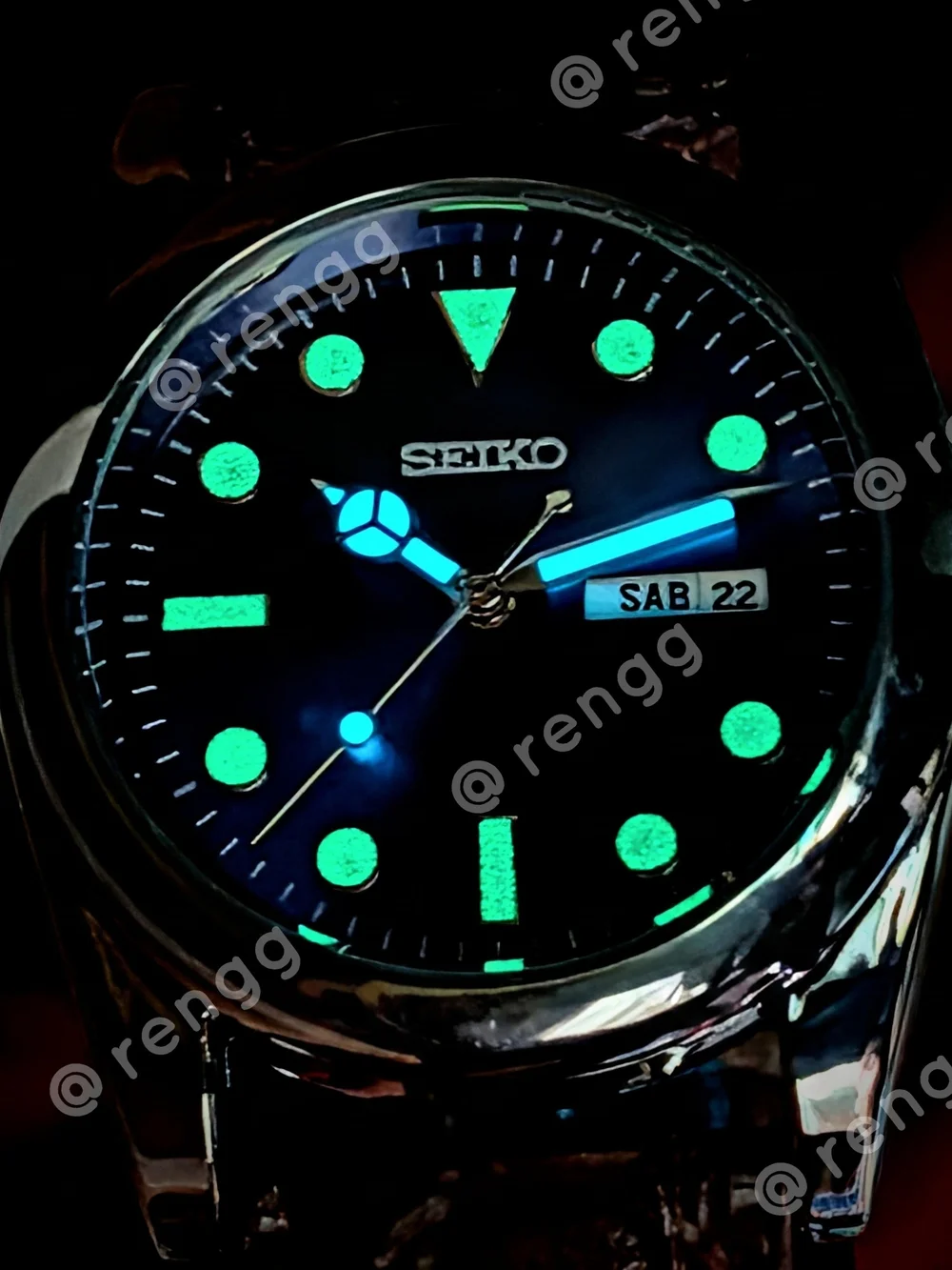 37mm Seiko Blue Dial Brown Leather Strap Mens Mod Dress Watch